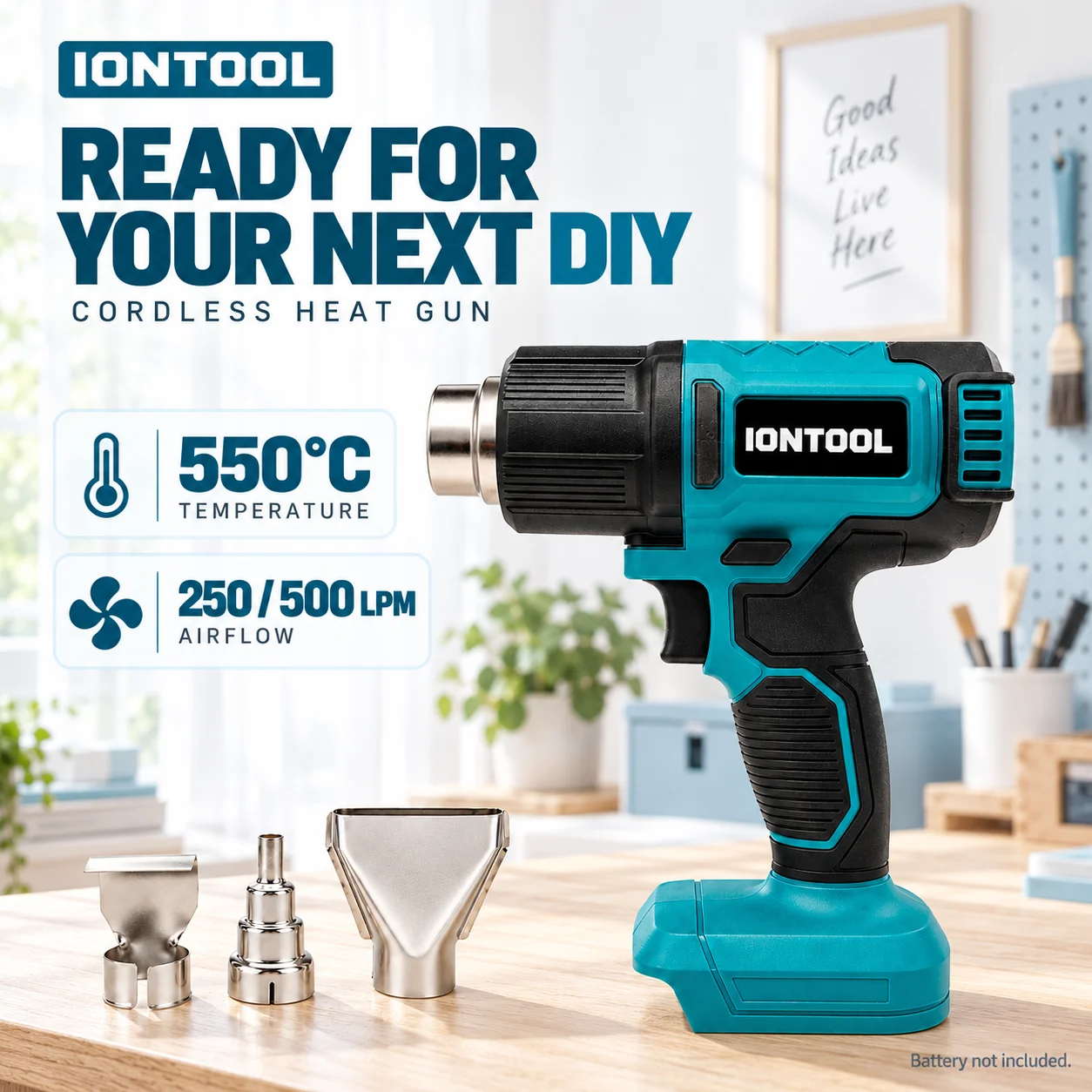 IONTOOL 550℃ Dual-Speed Compac - огляд і ціна Cordless Heat Gun For Shrink Tubing