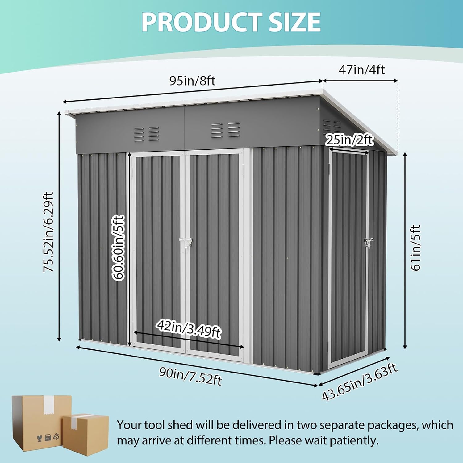 8x4 FT Outdoor Storage Shed wi - огляд і ціна Garden Tools