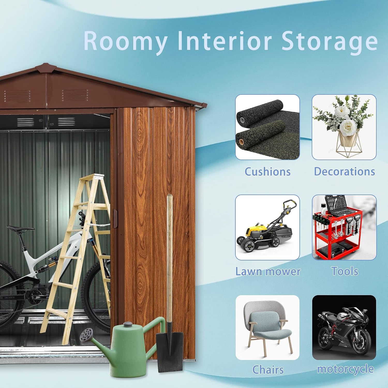 6x6FT Metal Outdoor Storage Sh - огляд і ціна Garden Tools